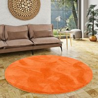 Luxus Super Soft Hochflor Langflor Teppich Silky Orange Rund - 160 cm Rund von PERGAMON