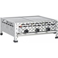 Perle Rare - vidXL Gastro-Gasgrill 3 Flammen Edelstahl Silbern von PERLE RARE