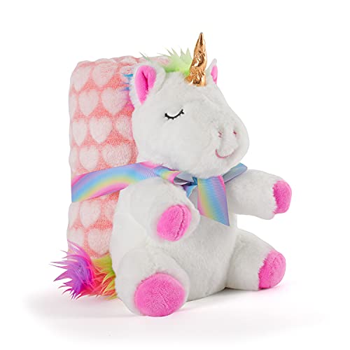 Kuscheldecke Baby Jungen Mädchen mit Kuscheltier Unicorn - Babydecke Kleinkind ab 0+ Monaten mit Plusch Spielzeug - Pluschtier Supersoft Weich mit Decke Kinder 1 2 3 Jahre - 120x80 cm (Einhorn Weiß) von PERLETTI