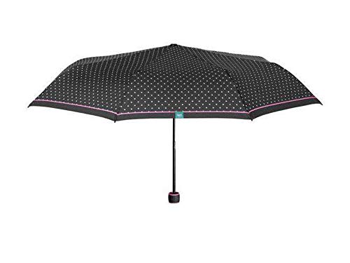 PERLETTI Women's Small Folding Umbrella with White Polka Dots - Lady's Manual Opening Folding Lightweight Umbrella - Women's Windproof Umbrella - Diameter 97 cm von PERLETTI