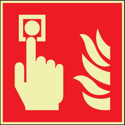 PERMALIGHT® power langnachleuchtend Brandschutzzeichen Brandmelder, ASR/ISO, Folie, 200x200mm von PERMALIGHT