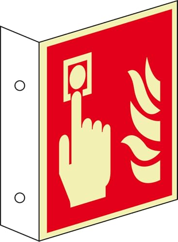 PERMALIGHT® power langnachleuchtend Fahnenschild Brandmelder, doppelseitig, ASR/ISO, Kunststoff, 200x200mm von PERMALIGHT