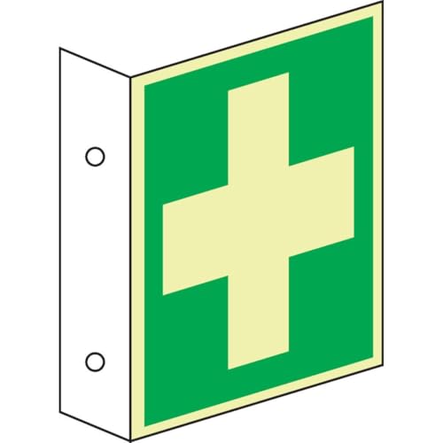 PERMALIGHT® power langnachleuchtend Fahnenschild Erste Hilfe, DS,ASR/ISO, Kunststoff, 200x200mm von PERMALIGHT