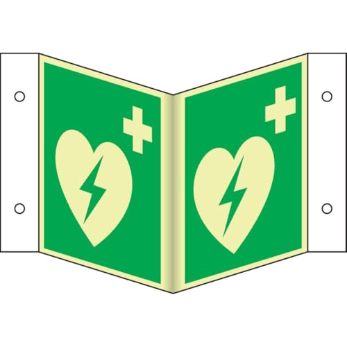 PERMALIGHT® power langnachleuchtend Nasenschild Automatisierter externer Defibrillator (AED), ASR/ISO, Kunststoff von PERMALIGHT