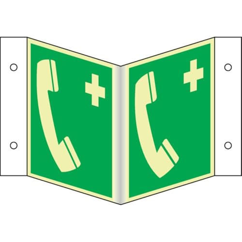 PERMALIGHT® power langnachleuchtend Nasenschild Notruftelefon, ASR/ISO, Kunststoff, 200x200mm von PERMALIGHT