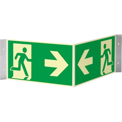 PERMALIGHT® power langnachleuchtend Nasenschild Rettungsweg rechts/links, ASR/ISO, Kunststoff, 300x150mm von PERMALIGHT