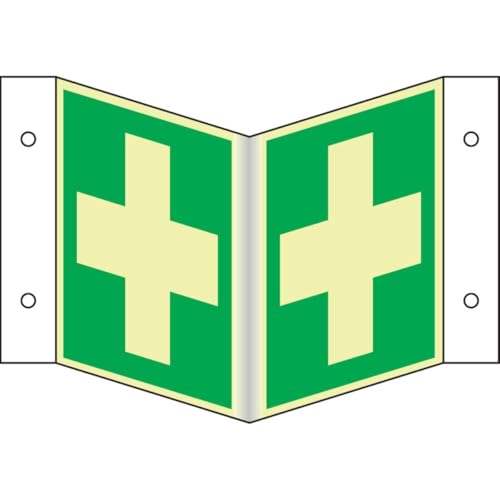PERMALIGHT® power langnachleuchtend Rettungs-Nasenschild Erste Hilfe, ASR/ISO, Kunststoff, 200x200mm von PERMALIGHT