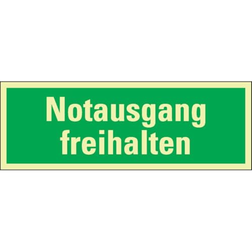 PERMALIGHT® power langnachleuchtend Rettungszeichen Notausgang freihalten, praxisbewährt, Folie, 297x105mm von PERMALIGHT