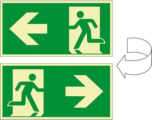 PERMALIGHT® power langnachleuchtend Rettungszeichen Rettungsweg rechts/links, doppelseitig, Kunststoff, 400x200mm von PERMALIGHT
