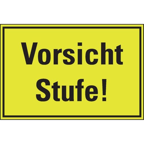 PERMALIGHT® power langnachleuchtend Türhinweisschild Vorsicht Stufe!Folie, fluoreszierend, 300x200mm von PERMALIGHT
