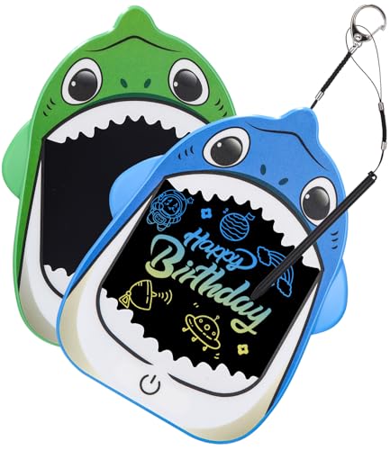 2 Stück Tragbar LCD Schreibtafel KindeMaltafel,Hai-Stil Cartoon Zaubertafel,LCD Schreibtafel für Kinder,Löschbarem Handschrift Block,Geschenke Spielzeug ab 2 3 4 5 6 7 Jahre Mädchen Jungen von PERMUST