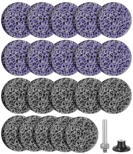 20 Stücke CSD Scheibe Schleifscheibe, 50mm Lila Schwarz Radnabenschleifer Set, Grobreinigungsscheibe Set mit zwei Zugstangen für Winkelschleifer Entfernen von Farbe Rost Schweißnähte Oxidation von PERMUST