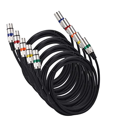 PERMUST 5 Pack XLR-Kabel Mikrofonkabel 3 M 3-poliges symmetrisches XLR-Kabel Stecker auf Buchse DMX-Kabel Mehrfarbiges Mikrofon-Patchkabel von PERMUST