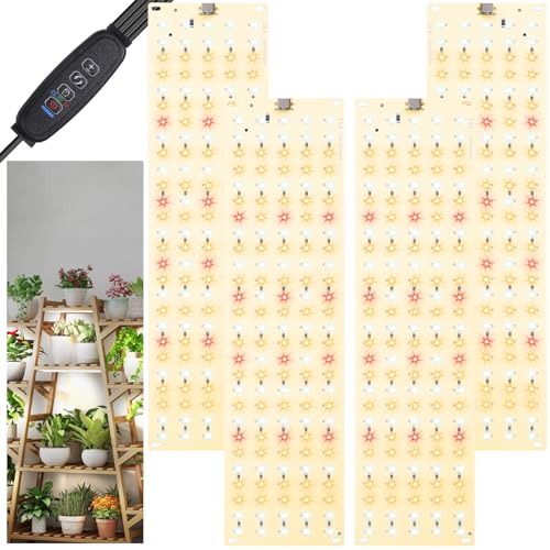 Pflanzenlampe LED Vollspektrum,4pcs Led Pflanzenlampe ,Pflanzenlicht für den Samenstart,540 Vollspektrum LEDs Pflanzenleuchte Wachsen licht für Zimmerpflanzen Grow Light mit 3/9/12H Zeitschaltuhr von PERMUST