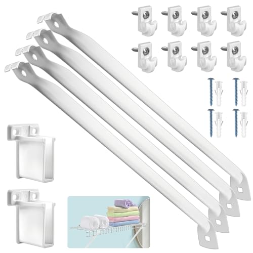30,5 cm Draht-Regalhalterungs-Set, 4 Draht-Regalhalterungen, 8 Draht-Regalklammern und 2 Endklammern, Metall, weiß, Schrankstützwinkel (4 Stück) von PERONU