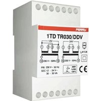 Perry-Transformator 30VA Ausgänge 12-12-24V 3 DIN 1TDTR030/DDV Perry-Transformator 30VA Ausgänge 12-12-24V 3 DIN 1TDTR030/DDV von PERRY