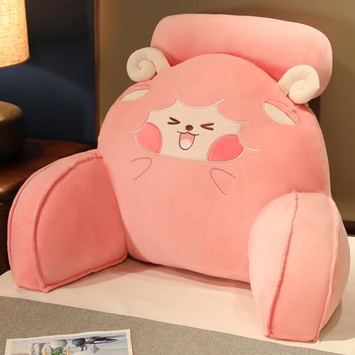 PERS Lesekissen Fürs Bett Büro Sofa Ruhekissen Ergonomische Rückenlehne Fernsehen Gaming Kuschelkissen Multifunktionales Lendenkissen Mit Nacken/Armstütze(Size:75 * 50cm,Color:Rosa) von PERS