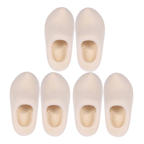 3 Paare Mini Holzschuhe für Puppenhaus Unbemalte Dekorative Holzschuhe Zubehör für Miniaturhäuser und Diy Projekte von PERSELOSO