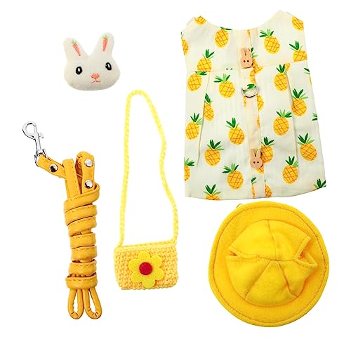 PERSELOSO 1satz Kaninchen Geschirr Mit Bekleidung Hübschem Hut Und Tasche Verstellbare Leine Für Haustiere Für Ausflüge Und Feiertagskleidung Atmungsaktiv Und Komfortabel von PERSELOSO