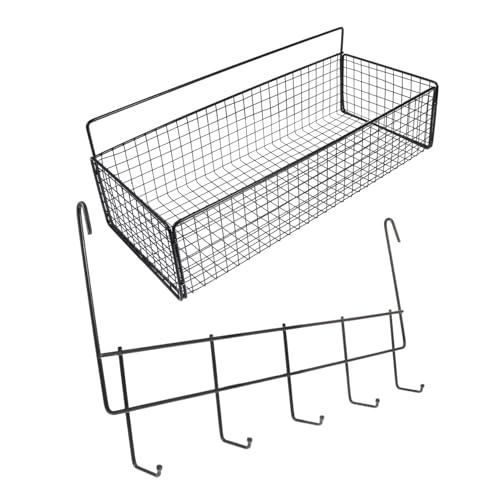 PERSELOSO 1 Satz Wandregal Bad Wandmontiertes Aufbewahrungsregal mit Haken Bohrfreies Design für Badezimmer Leicht zu Reinigen Belüftet für Trockene Produkte Schwarz von PERSELOSO