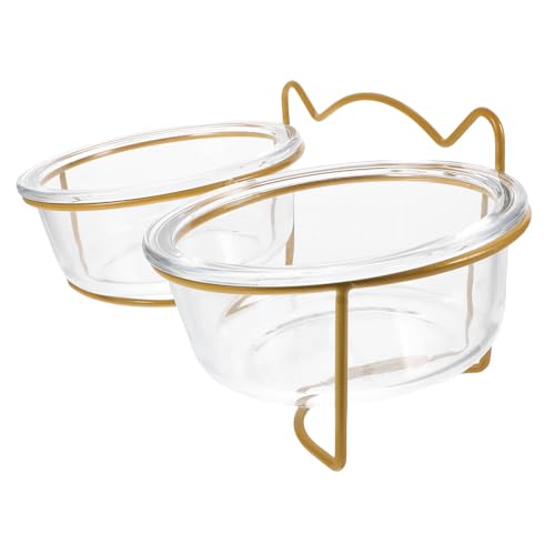 PERSELOSO 1stück Erhöhter Futternapf Für Katzen Und Hunde Doppelglasnäpfe Mit Stabilem Standfuß rutschfest Für Futter Und Wasser Haustier-futterschale Aus Hochwertigem Glas Einfach Zu von PERSELOSO