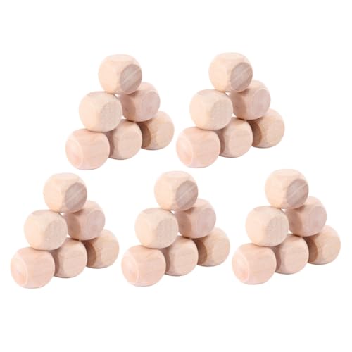 PERSELOSO 100 Stück Holz Würfelrohlinge Sechsseitig Unlackierte Bastelwürfel für DIY Spielmaterial Handwerk Dekoration Malen von PERSELOSO