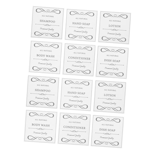 PERSELOSO 12 Stück Wasserdichte Etiketten für Handseife Selbstklebende Aufkleber für Seifenspender Shampoo und Conditionerflaschen Leicht Anzuwenden Entfernen für Badezimmer PERSELOSO 12 Stück Wasserdichte Etiketten für Handseife Selbstklebende Aufkleber für Seifenspender Shampoo und Conditionerflaschen Leicht Anzuwenden Entfernen für Badezimmer von PERSELOSO