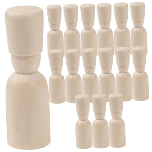 PERSELOSO 15 Stück Teiliges Unbemalte Holz peg puppen zum Bemalen Natürliche DIY Holzfiguren für Glatte Oberfläche Originelles Bastelspielzeug Leichte Holzpuppen für Puppenhaus und von PERSELOSO