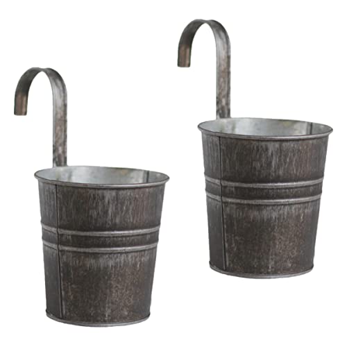 PERSELOSO 2 Stück Hängender Blumeneimer Eisen im Vintage Stil Retro Pflanztöpfe mit Aufhängung für Garten und Innenräume für Balkon Fenster und Wohnaccessoires von PERSELOSO