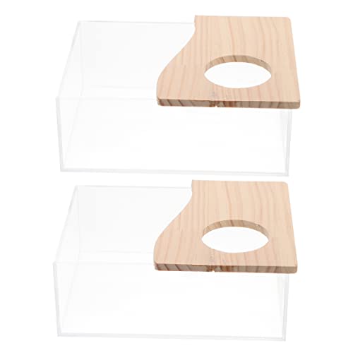 PERSELOSO 2stücke Transparente Hamsterbadewanne Käfig Chinchilla Badewanne Haushaltsbadbehälter Sandkasten Für Kleintiere Kunststoff Box Mit Holzdeckel von PERSELOSO