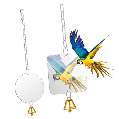 PERSELOSO 2 Stück Vogel Spiegel mit Glocken für Käfige Dekoration und Beschäftigung für Wellensittiche Nymphensittiche und Kleine Papageien Zufällige Farbe Zufällige Farbe PERSELOSO 2 Stück Vogel Spiegel mit Glocken für Käfige Dekoration und Beschäftigung für Wellensittiche Nymphensittiche und Kleine Papageien Zufällige Farbe Zufällige Farbe von PERSELOSO