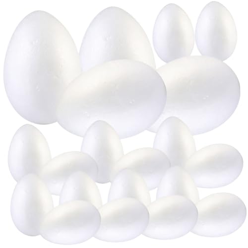 PERSELOSO 20 Stück DIY Foam Eier zum Bemalen Unbemalte Styroporeier für Ostern Bastelbedarf Fotodeko Leicht und Langlebig für Kreative Projekte von PERSELOSO