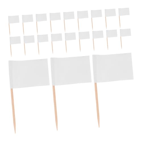 PERSELOSO 200stücke Mini-fähnchen Zahnstochern Weiß Leere Beschriftungsmarkierungen Für Vorspeisen Partydekoration Buffet-lebensmittel-fähnchen Einfache Cupcake-topper-fähnchen Essbare von PERSELOSO