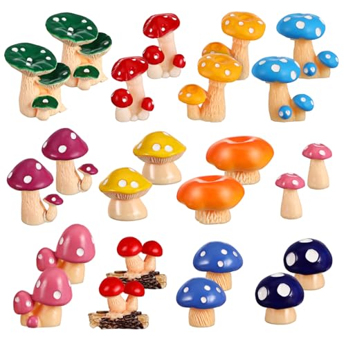 PERSELOSO 24 Stück Miniatur Pilzfiguren Harz Dekorative Pilzskulpturen für Bastelprojekte und Märchengärten für Diy Enthusiasten von PERSELOSO