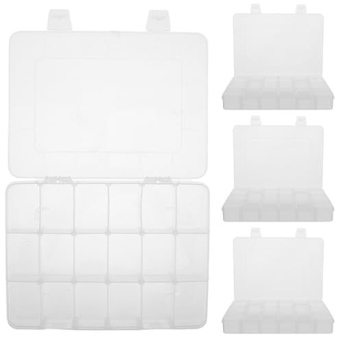 PERSELOSO 4 Stück Sortierbox mit Fächern Transparente Aufbewahrungsbox aus Kunststoff mit Verstellbaren Trennwänden Vielseitiger Organizer für Schrauben Schmuck Perlen und Kleine von PERSELOSO