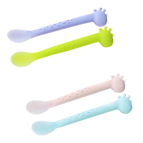 PERSELOSO 4 Stück Teiliges Babybesteck Weiche für Kleinkinder für Entwöhnung Lila Grün und Blau Leicht zu für Brei und Wasser PERSELOSO 4 Stück Teiliges Babybesteck Weiche für Kleinkinder für Entwöhnung Lila Grün und Blau Leicht zu für Brei und Wasser von PERSELOSO