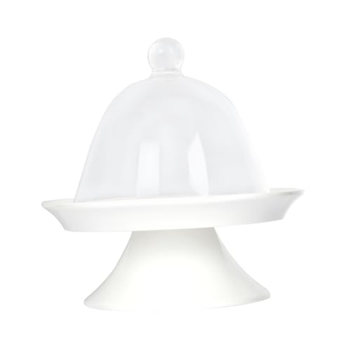 PERSELOSO Cake Display Stand mit Glasdeckel Hoher Fuß Transparenter Staubdichter Kuchen und Dessertteller aus Porzellan Vielseitig für Kuchen Cupcakes Gebäck und Obst für Zuhause und Feiern von PERSELOSO