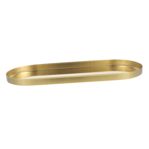 PERSELOSO Edelstahl Schmuckablage Goldfarbig Ovaler Schmuck Kosmetik aufbewahrungstablett Dekoratives Metal Tablett für Schlafzimmer Schreibtisch Schmuck Display und Kleine Gegenstände von PERSELOSO