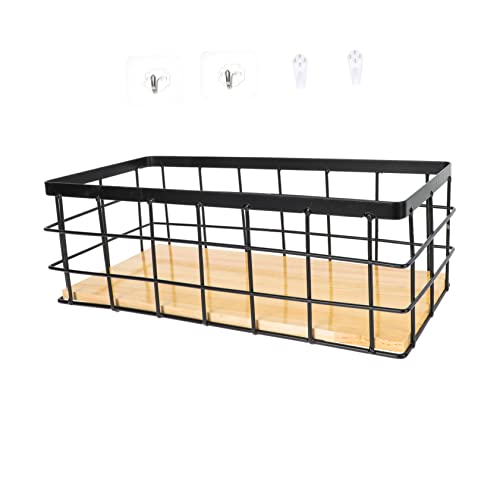 PERSELOSO Eisen Kosmetikhalter Mit Holzplatte Tischkorb Aufbewahrungsbehälter Schwarzer Behälter Für Organisation Praktisches Heimwerker-Accessoire PERSELOSO Eisen Kosmetikhalter Mit Holzplatte Tischkorb Aufbewahrungsbehälter Schwarzer Behälter Für Organisation Praktisches Heimwerker-Accessoire von PERSELOSO