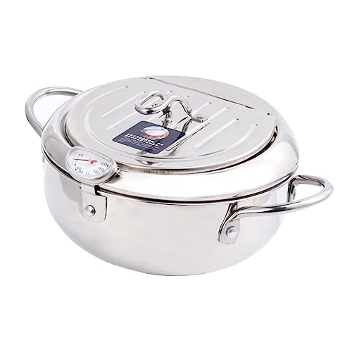 PERSELOSO Hochwertiger Frittierpot mit Ölsieb und Thermometer Mini Fritteuse für Induktionsherd und Gasherd für Gleichmäßige Wärmeverteilung und Frittergebnisse von PERSELOSO