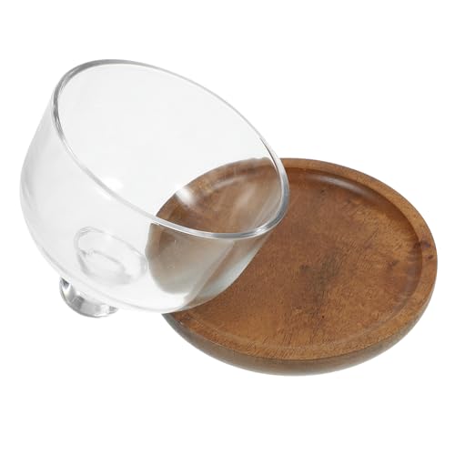 PERSELOSO Holz Dessertplatte mit Transparentem Glasdeckel Multifunktionales Serviertablett für Kuchen und Süßspeisen Praktisches Tablett für Picknick Party und Familienfeiern von PERSELOSO