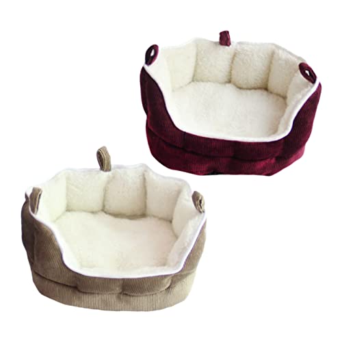PERSELOSO Kleintier Schlafsack Sofa für Frettchen Kaninchen Meerschweinchen Hamster Bequeme Weiche Liegefläche mit Reißverschluss Gemütlicher Rückzugsort für Haustiere Kaffee von PERSELOSO