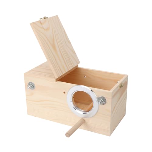PERSELOSO Outdoor Holz Papagei Brutkasten Nistbox für Garten und Zuhause aus Unbehandeltem Kiefernholz Offene Klappen für Einfache Nutzung für Vogelzucht und Dekoration von PERSELOSO