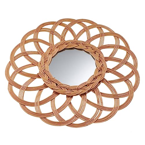 PERSELOSO Runder Wandspiegel aus Handgewebtem Naturmaterial Dekorativer Wicker Spiegel für Schlafzimmer Badezimmer und Wohnräume mit Hochauflösender Spiegeloberfläche für Stilvolle PERSELOSO Runder Wandspiegel aus Handgewebtem Naturmaterial Dekorativer Wicker Spiegel für Schlafzimmer Badezimmer und Wohnräume mit Hochauflösender Spiegeloberfläche für Stilvolle von PERSELOSO