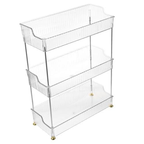 PERSELOSO Stöckiges Badregal aus Pet und Edelstahl Stabiler Badezimmer Organizer Multifunktionaler Kosmetikhalter Platzsparendes Ablagefach für Waschbecken und Toilettenartikel Modernes von PERSELOSO