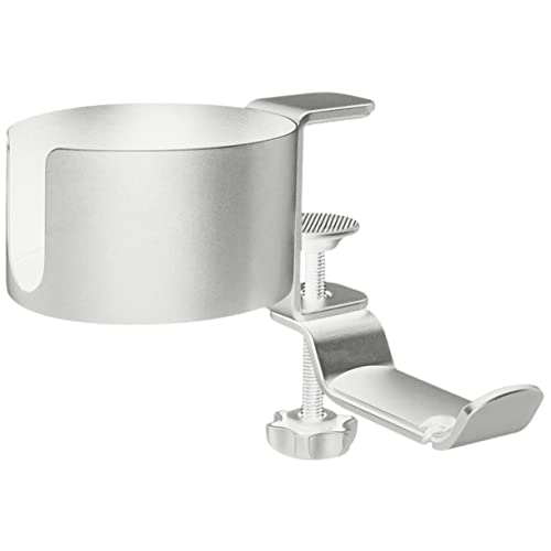 PERSELOSO Verstellbarer Aluminium Tisch Cup Holder mit Drehbarem Kopfhörerhalter Multifunktionale Halterung für Schreibtisch Geeignet für Becher und Headsets und Langlebig von PERSELOSO