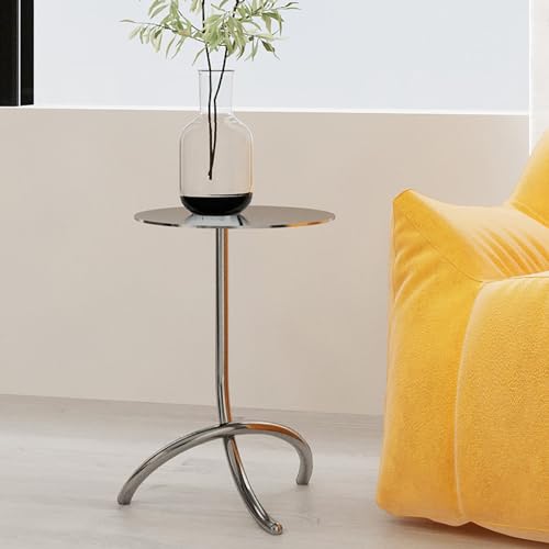 PERTID Edelstahl-Beistelltische Wohnzimmer, einfacher J-förmiger Kleiner Beistelltisch for Schlafzimmer, Terrasse, Schlafzimmer, kleine Räume (Color : Glossy) von PERTID