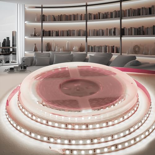 PERVADEO 12V LED Streifen Strip 5M, Selbstklebend LED Strip Weiß 6000K Flexibel LED Band 600LEDs 8mm Breite für Home Dekoration, Küche, Spiegel (ohne Netzteil) von PERVADEO