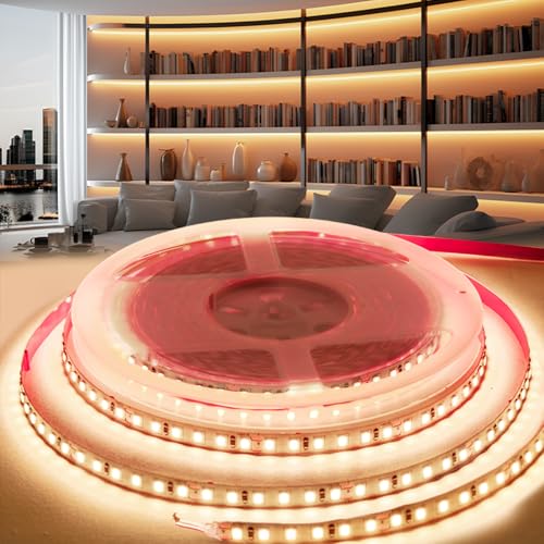 PERVADEO 24V LED Streifen Strip 10M, Selbstklebend LED Strip Warmweiss 3000K Flexibel LED Band 600LEDs 8mm Breite für Home Dekoration, Küche, Spiegel (ohne Netzteil) von PERVADEO
