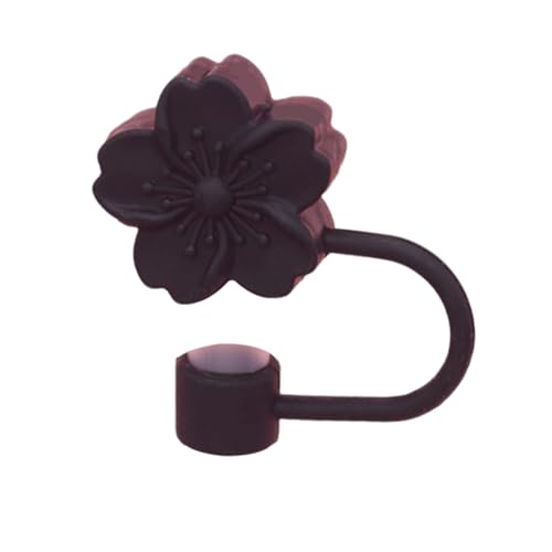 PERZOE Wiederverwendbare Strohspitzen, Deckel, 10 mm, Silikonkappe, Blume, süßer Topper für Strohhalme mit Durchmesser, staubdicht, perfekte Partydekoration Schwarz von PERZOE